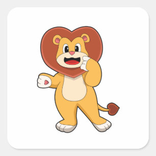 Lion with Heart Square Sticker