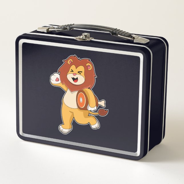 Lion with Meat Metal Lunch Box (Front)
