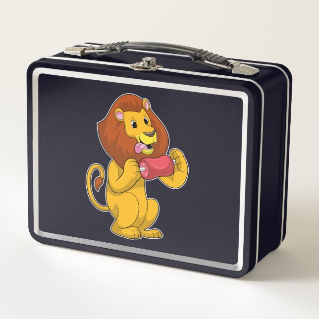 Lion with Meat Metal Lunch Box (Front)