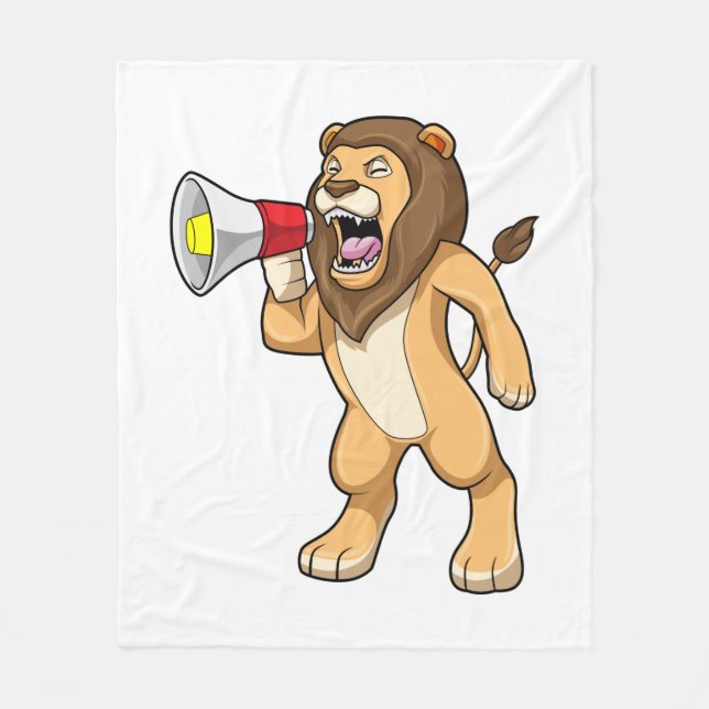 Lion with Microphone Fleece Blanket (Front)