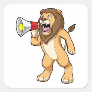 Lion with Microphone Square Sticker