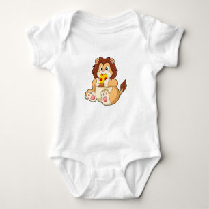 Lion with Piece of Salami Pizza.PNG Baby Bodysuit
