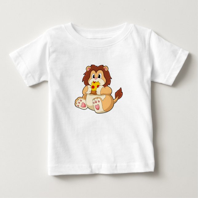 Lion with Piece of Salami Pizza.PNG Baby T-Shirt (Front)
