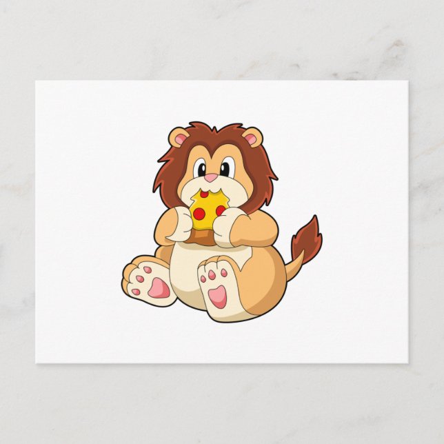 Lion with Piece of Salami Pizza.PNG Postcard (Front)