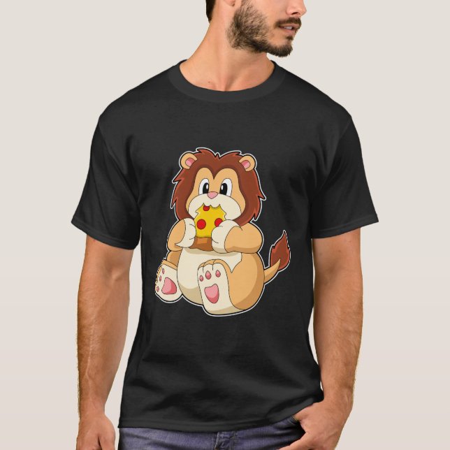 Lion with Piece of Salami Pizza.PNG T-Shirt (Front)