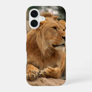 Lion with punk hair styles iPhone 16 case