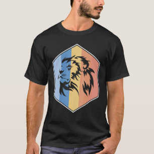 Lion With Retro Colours In A Hexagon T-Shirt