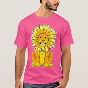 Lion with Sunflower Flower T-Shirt