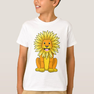 Lion with Sunflower Flower T-Shirt