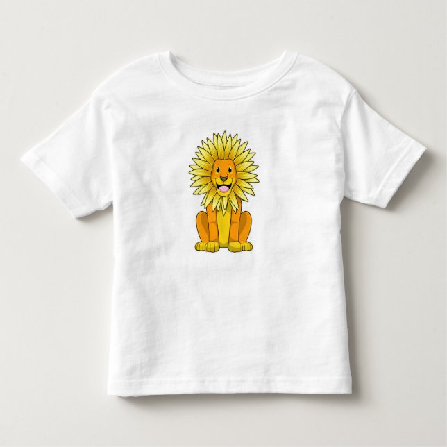 Lion with Sunflower Flower Toddler T-Shirt (Front)
