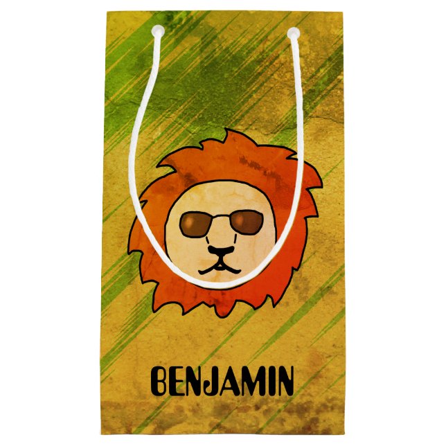 Lion with Sunglasses Cool Small Gift Bag (Front)