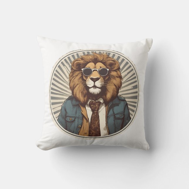 Lion with sunglasses cushion (Front)