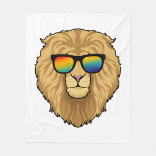 Lion with Sunglasses Fleece Blanket