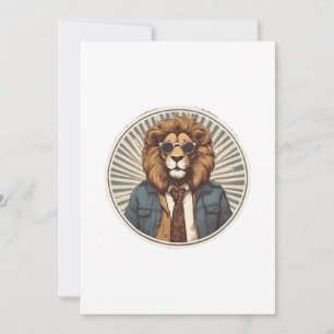 Lion with sunglasses invitation
