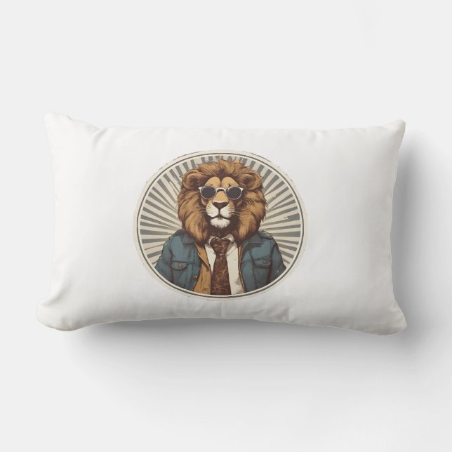 Lion with sunglasses lumbar cushion (Front)