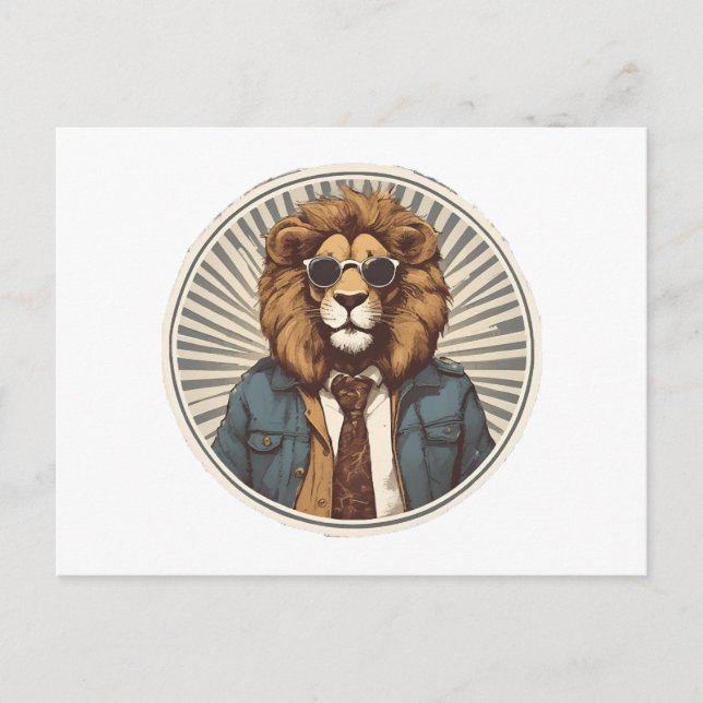 Lion with sunglasses postcard (Front)