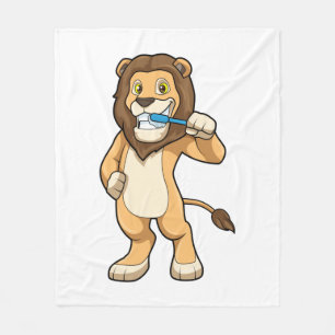 Lion with Toothbrush Fleece Blanket