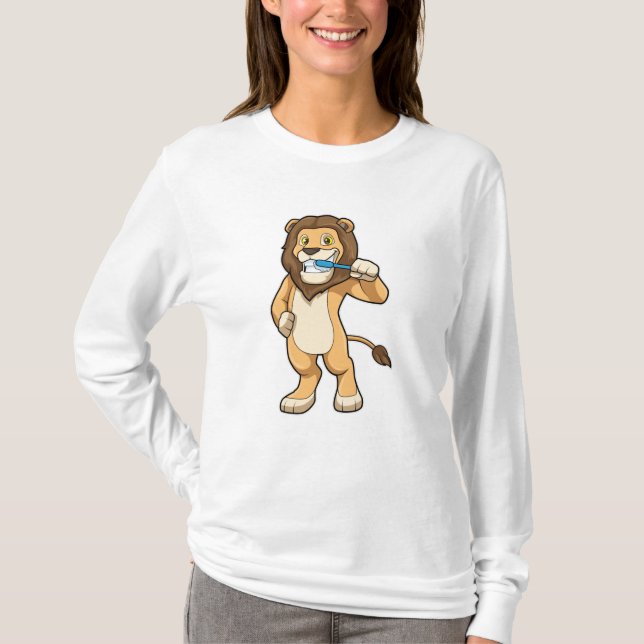Lion with Toothbrush T-Shirt (Front)
