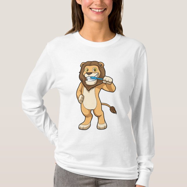 Lion with Toothbrush T-Shirt (Front)