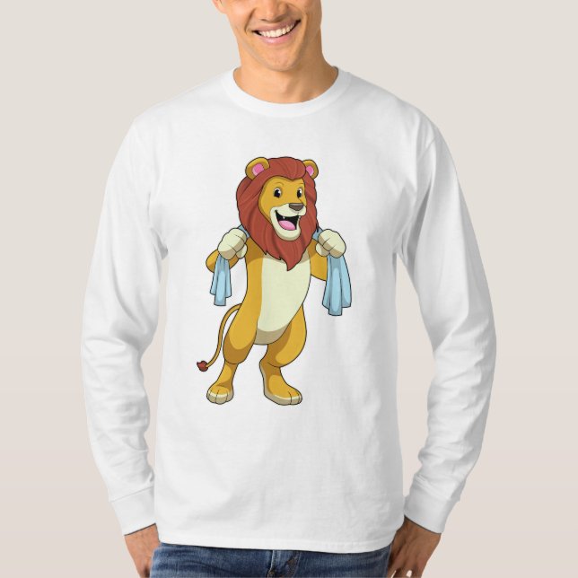 Lion with Towel for Shower T-Shirt (Front)