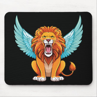 Lion with wings mouse pad