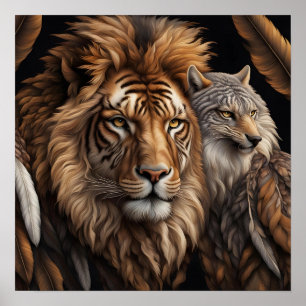 Lion, Wolf with Forwarding Facing   Poster