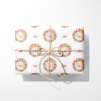 Lion Wrapping Paper Cute Baby Animal Faces