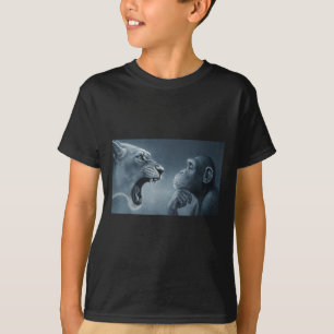 Lion Yelling At Monkey, Monkey And Lion Meme Monke T-Shirt