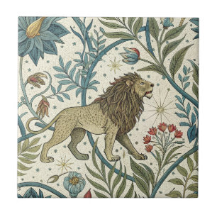 Lion Zodiac Sign vintage elegant seamless pattern Tile