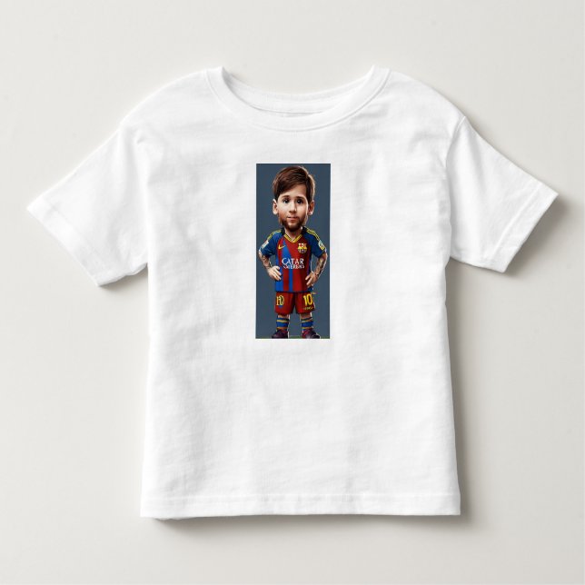 Lionel Messi cute baby cartoon realist big eyes  Toddler T-Shirt (Front)