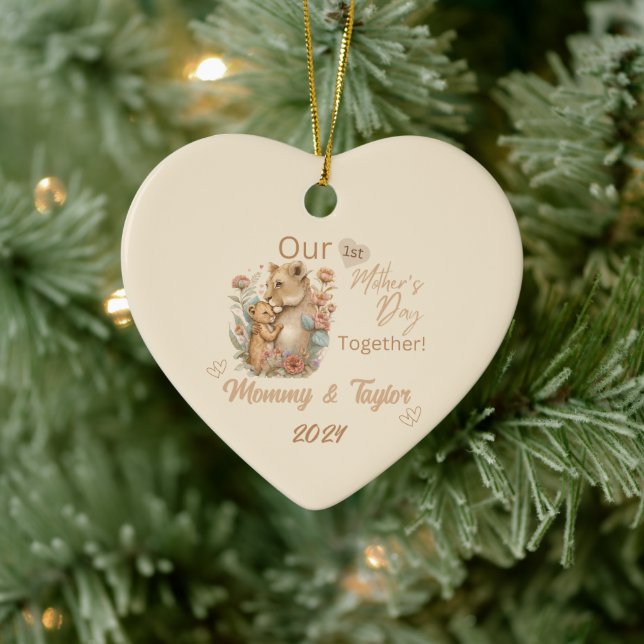 Lioness and baby, Our First Mother's day Together Ceramic Tree Decoration (Tree)