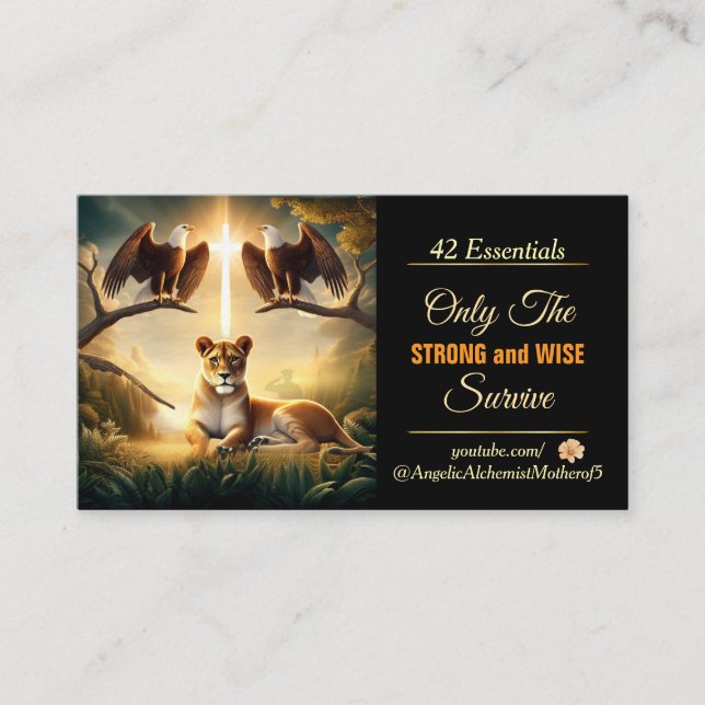 Lioness and Eagles Strong Saying Business Card (Front)