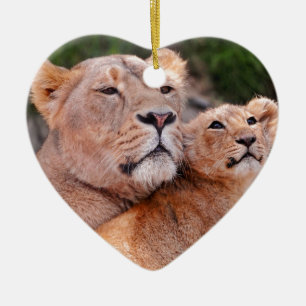 Lioness and Lion Cub Rest Before The Hunt Ceramic Tree Decoration