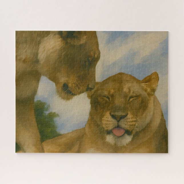 Lioness Companionship in Golden Light Jigsaw Puzzle (Horizontal)