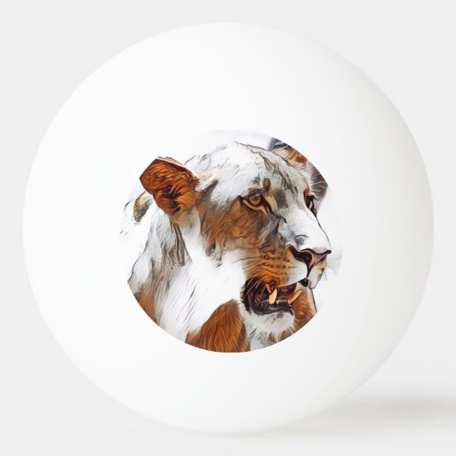 Lioness digitally edited ping pong ball (Front)