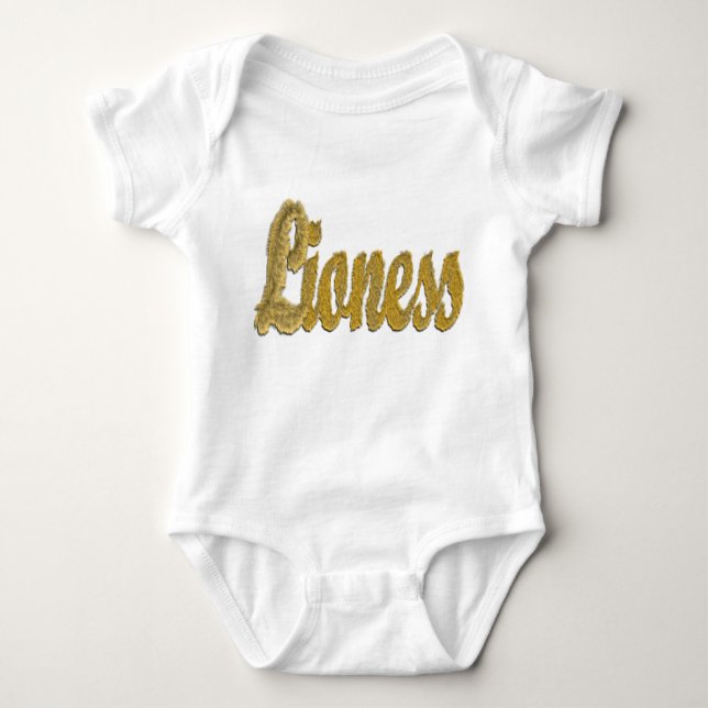 Lioness - Furry Text Baby Bodysuit (Front)