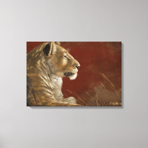 Lioness in the Shade digital painting Canvas Print