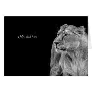 Lioness Note Card Black White Customisable