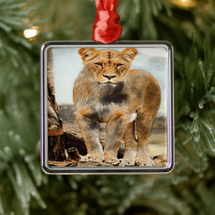 Lioness portrait metal tree decoration