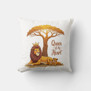 "Lioness Queen Mum – Golden Crown of Love" Cushion