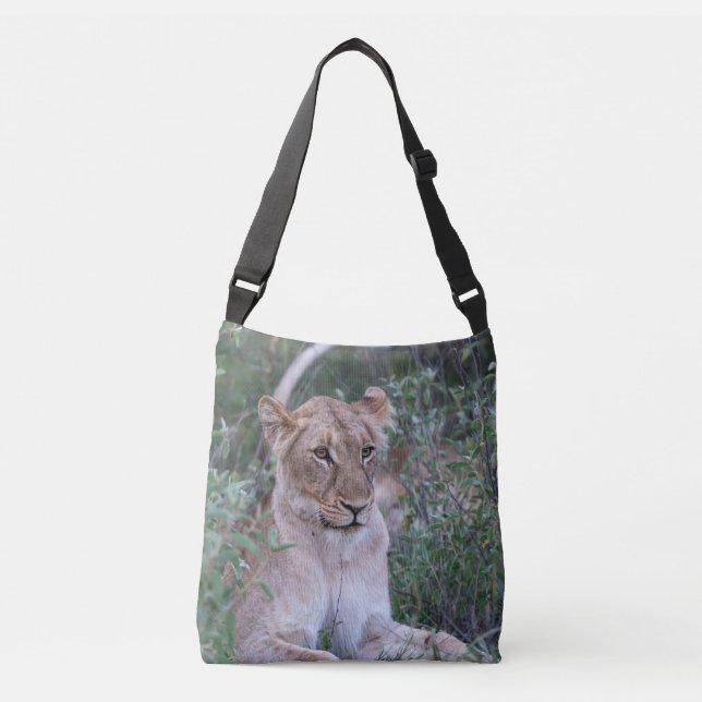 Lioness Resting Wildlife Crossbody Bag (Front)