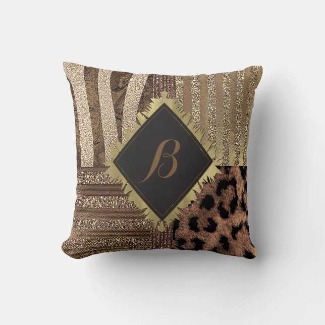 Lioness Safari Chic Jungle Glam Modern Sparkle Cushion (Front)