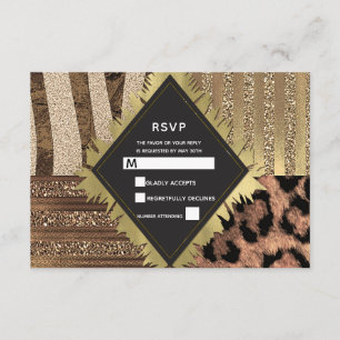 Lioness Safari Jungle Glam Modern Wedding RSVP Card