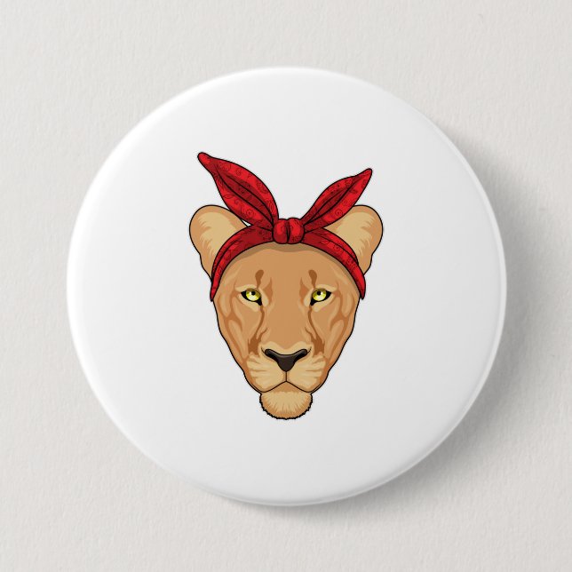 Lioness with Bandanna 7.5 Cm Round Badge (Front)
