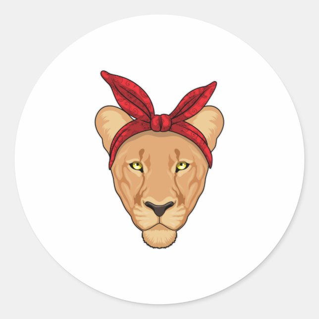 Lioness with Bandanna Classic Round Sticker (Front)