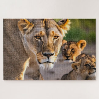Lioness With Cubs Jigsaw Puzzle