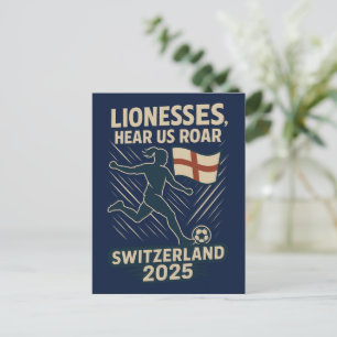 Lionesses, Hear Us Roar – English Women's Soccer Holiday Postcard