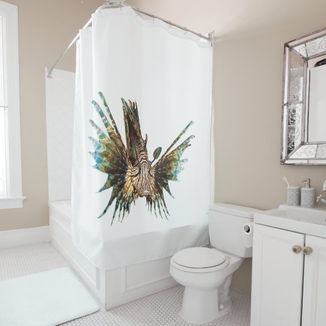 Lionfish - Abstract Design - Cut out of a photo |  Shower Curtain (In Situ)
