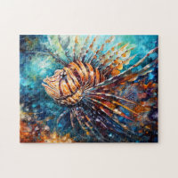 Lionfish in Expressive Ocean Oil Painting