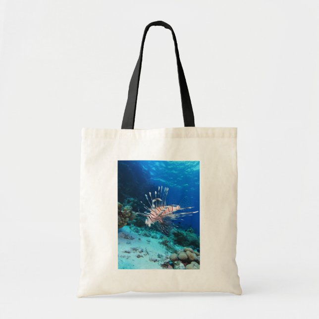 Lionfish or Pterois Miles, Ocean Reef Fish Tote Bag (Front)